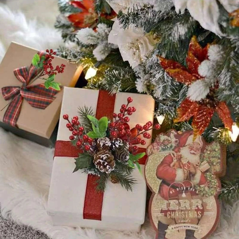 Artificial Holly Berry Branches – Christmas & Home Decor (4–8 Pcs)
