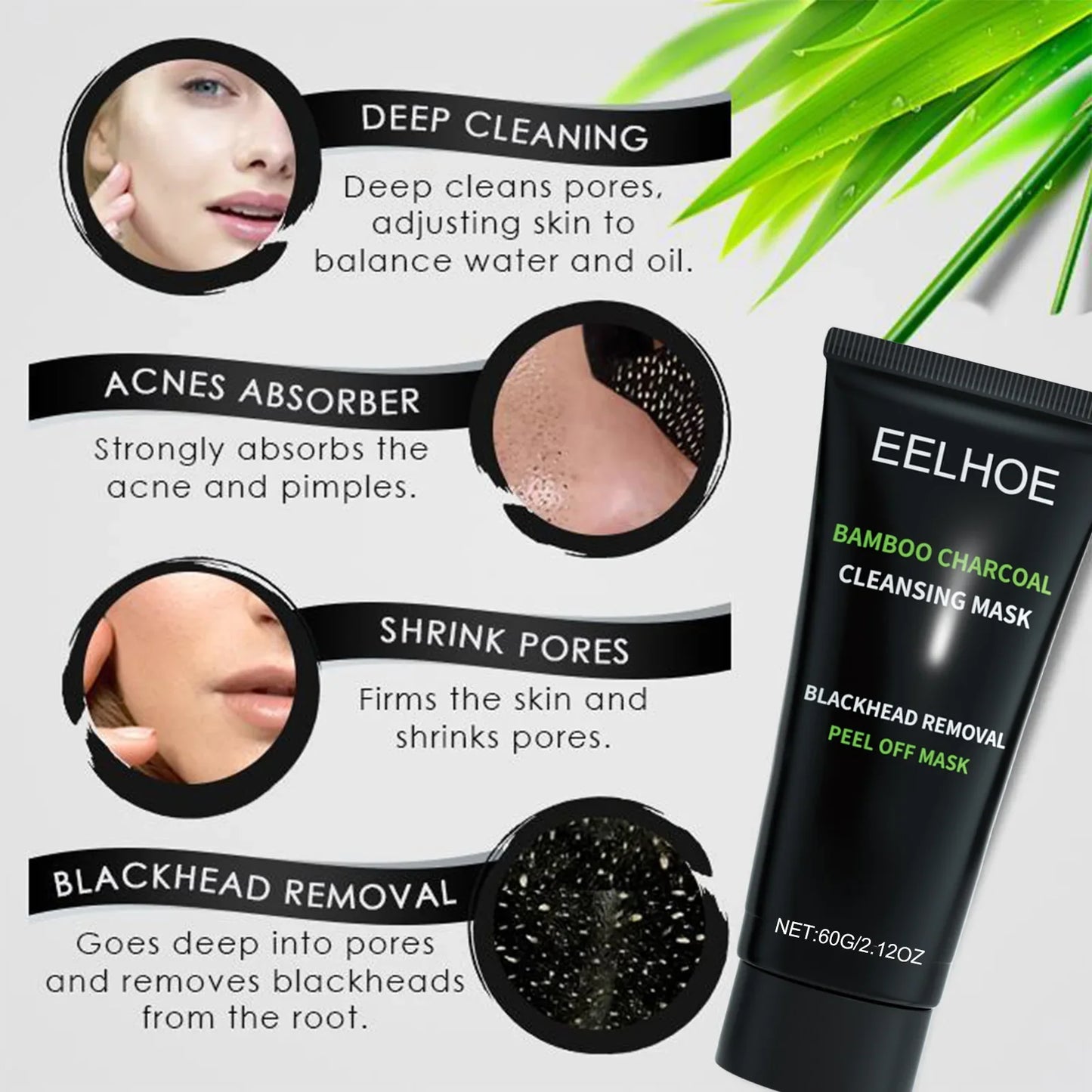 Eelhoe Bamboo Charcoal Peel-Off Mask – Pores & Oil Control