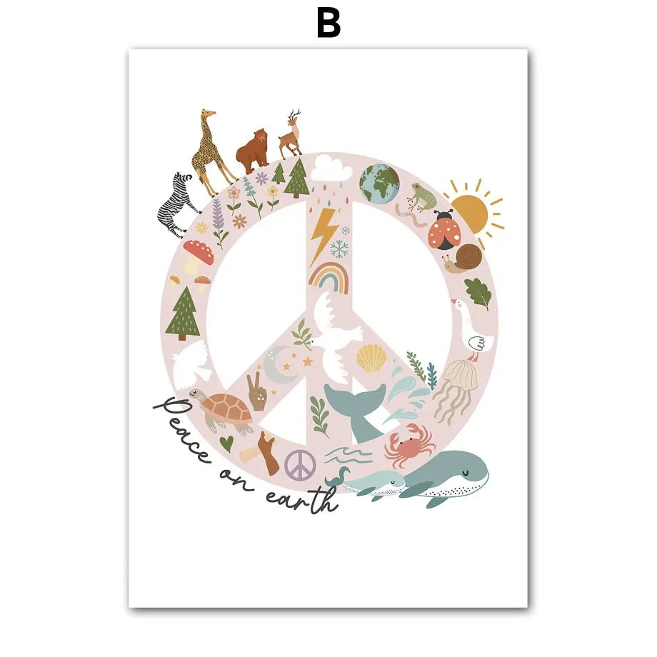 Girl Power Peace Pigeon Feminist Quote Canvas Wall Art Print