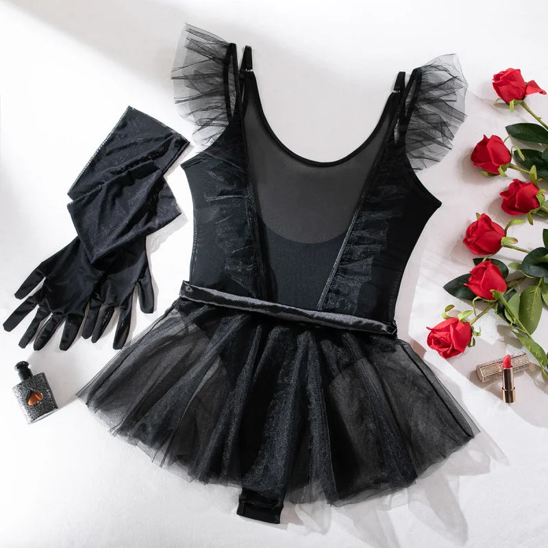 Women's Sheer Babydoll Lingerie Set | Lace Voile Knit