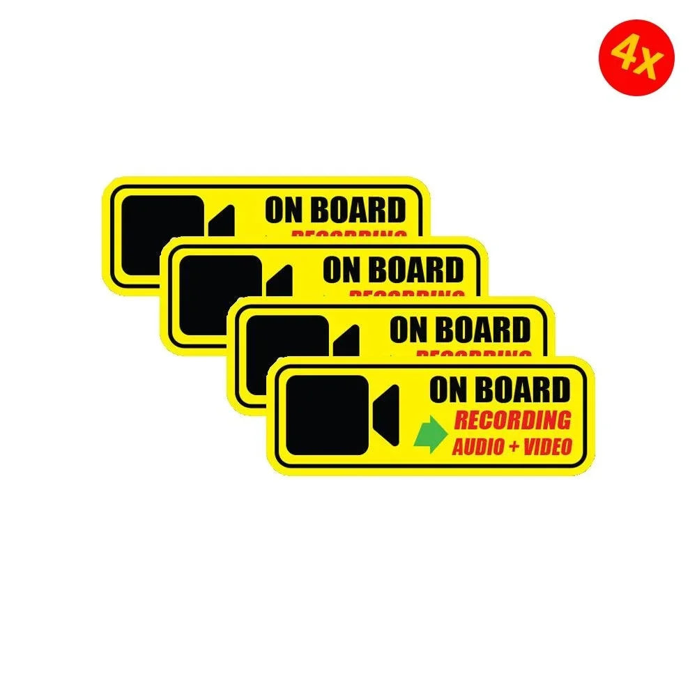 pack of 4 1.5" x4" On board recording sticker warning caution vehicle car safety Peaceful Pleasures Health and Wellness Default Title