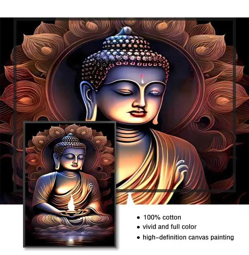 HD Buddha Canvas Wall Art | Zen Statue Print for Living Room