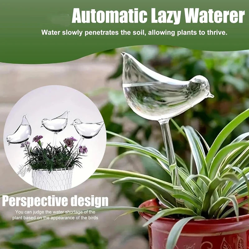 Bird-Shaped Self-Watering Plant Globes – 3/6pcs Plastic Watering Devices for Indoor & Outdoor Plants