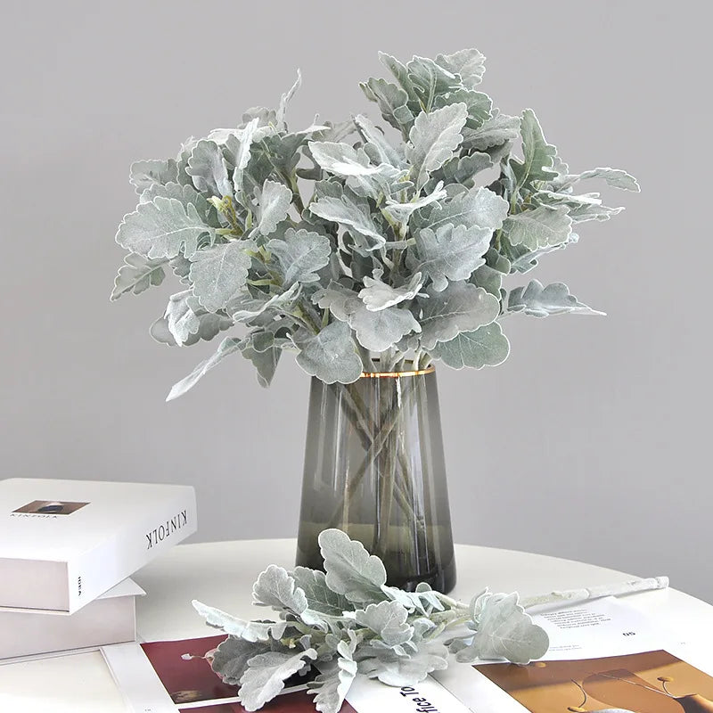 33cm Silk Silver Leaf Chrysanthemum Artificial Plant | Home Decor