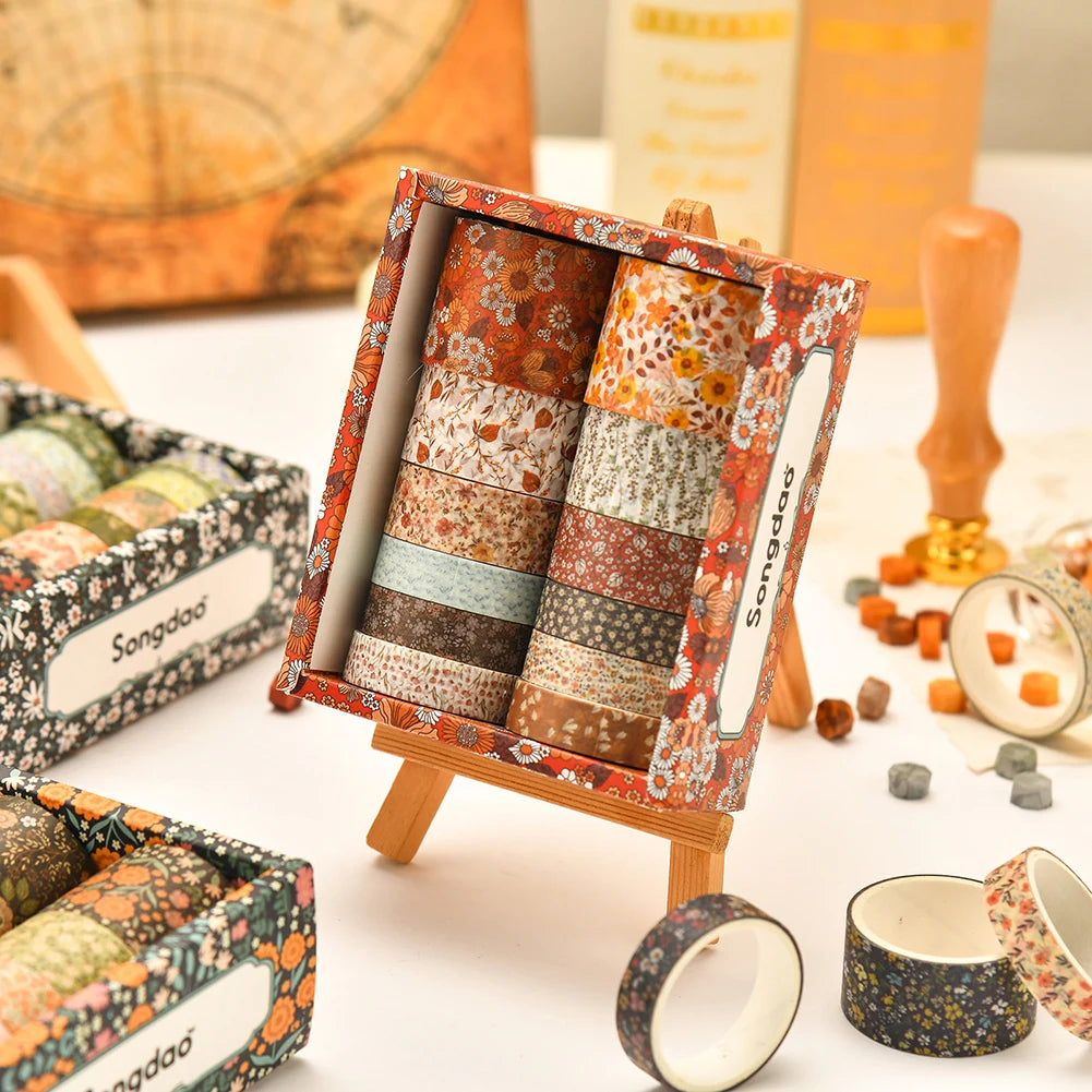 12 Rolls Washi Floral Plant Tape Set DIY Colored Decorative Masking Tape Notebook Journaling Craft Present Wrapping Stickers Peaceful Pleasures Health and Wellness