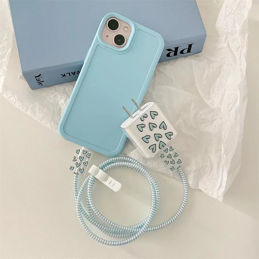 Cute iPhone 20W Charger Cover & USB Cable Winder Protector