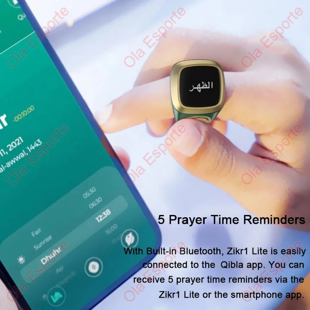 Smart Zikr Ring Digital Tasbih Counter | 5 Prayer Times & Qibla