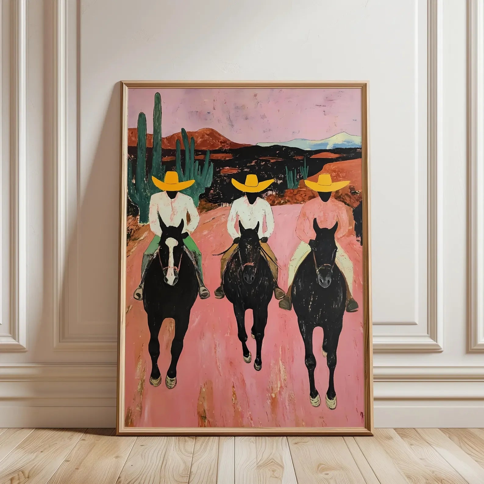 Southwestern cowboys Print, colorful abstract western horse painting, modern country cowboy poster, eclectic printable wall art Peaceful Pleasures Health and Wellness