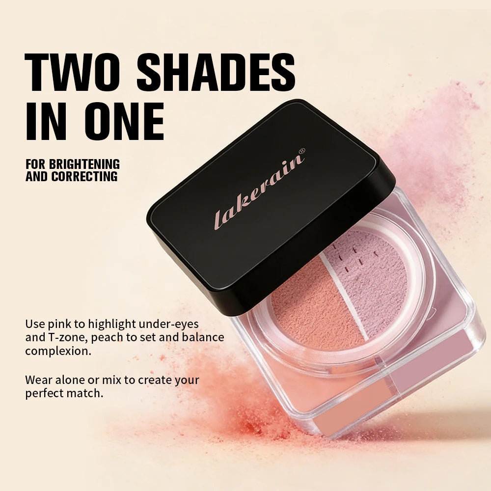 2 Tone Baking Loose Powder Smooth Matte Finish Long Lasting Wear Brightening Correction Oil Control Mild Concealer Loose Powder Peaceful Pleasures Health and Wellness