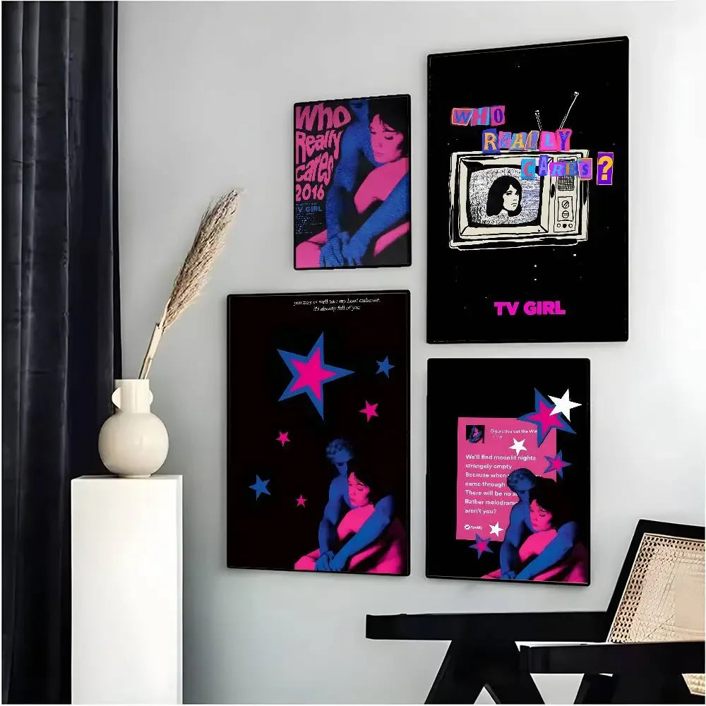 Who Really Cares-T-TV Girl Album Aesthetic Canvas Painting Posters and Prints Wall Picture For Living Room Decoration Peaceful Pleasures Health and Wellness