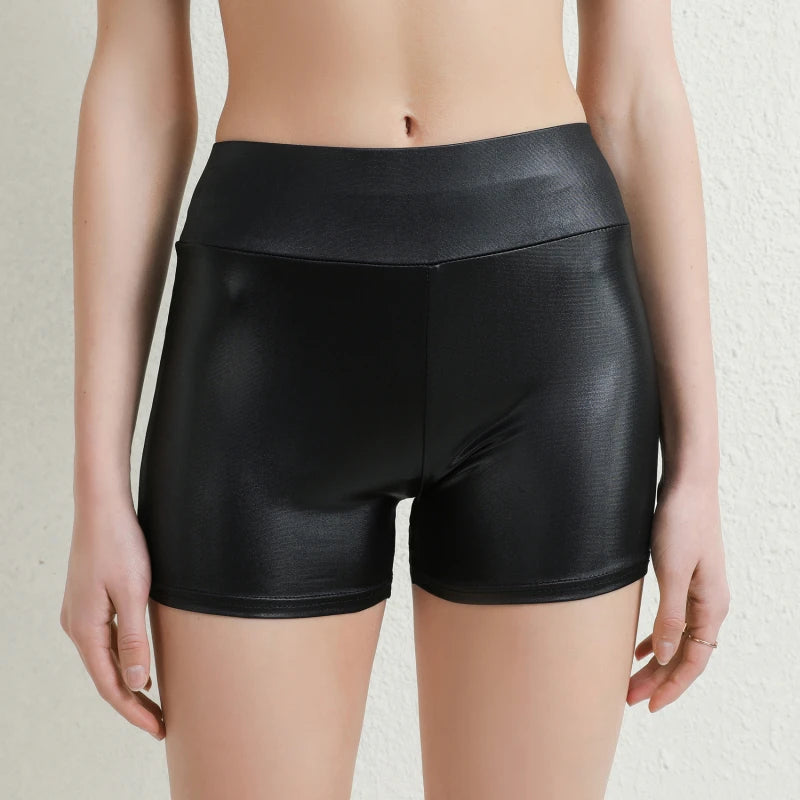 Sexy Nightclub Costumes Shorts Women PU Leather Shorts High Waist Solid Color Button Black Pants Fashion Summer Peaceful Pleasures Health and Wellness