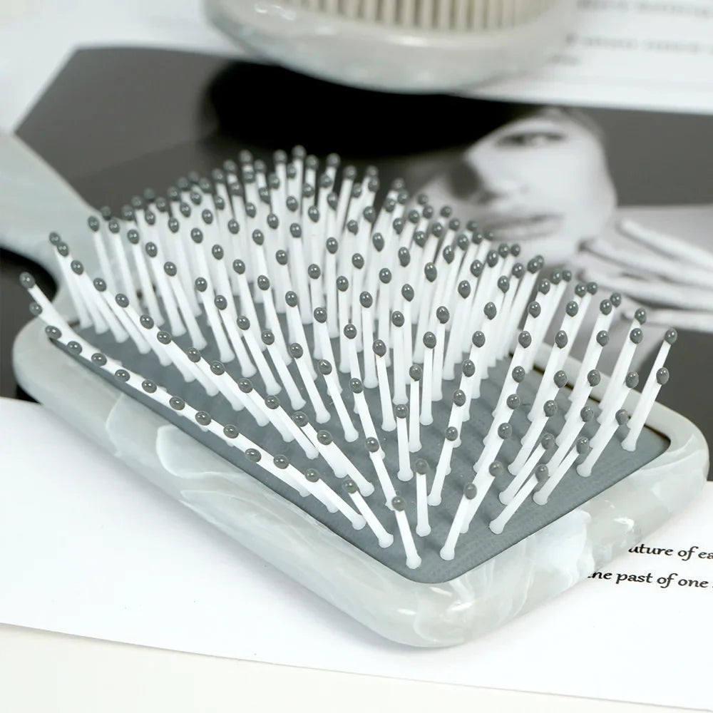 Marble Texture Hair Brush – Oval & Rectangular Detangling