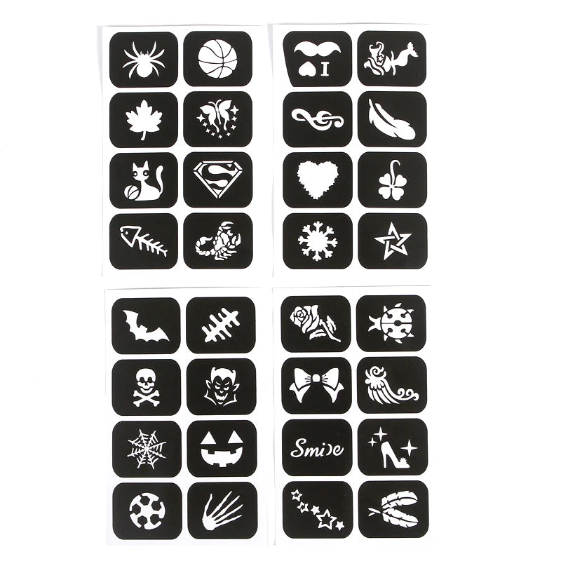 Kids Halloween Face Paint Stencils – 4-Pack Tattoo Templates