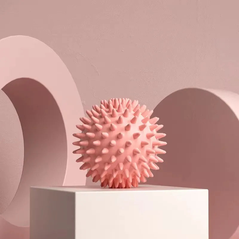 Hedgehog Massage Ball Yoga Fascia Ball Exercise Fitness Muscle Relaxation Massage Stick Shoulder Neck Leg Plantar Meridian Ball Peaceful Pleasures Health and Wellness Pink