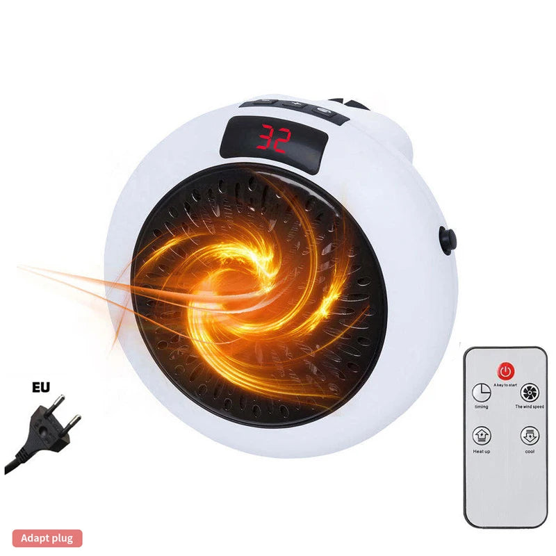 Electric Heater Portable Ptc Ceramic Hot Air Fan Household Desktop Wall Mounted Round Home Mini Appliances Winter Heater Peaceful Pleasures Health and Wellness Dark Grey