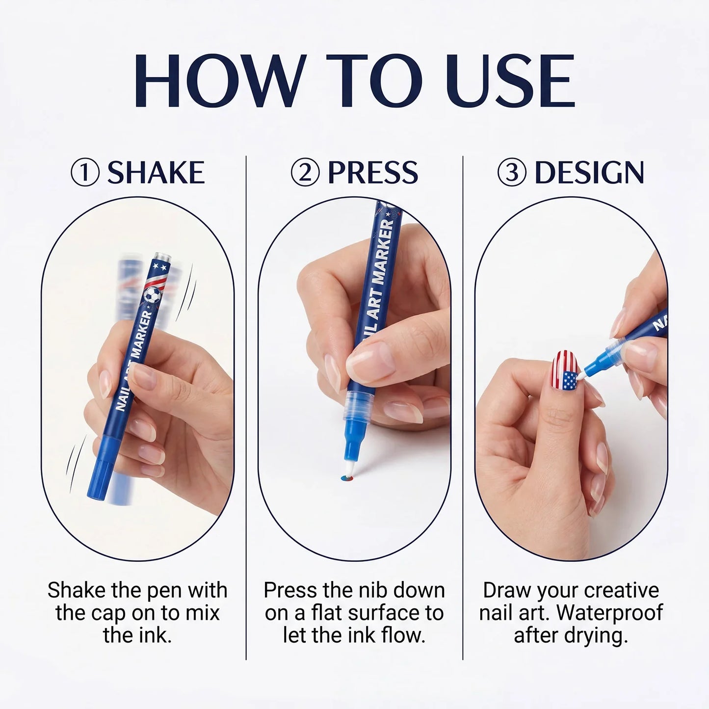 12-Piece Waterproof Nail Art Pens – Fine Tip DIY Design Markers Nail Art Pens Oasis Select