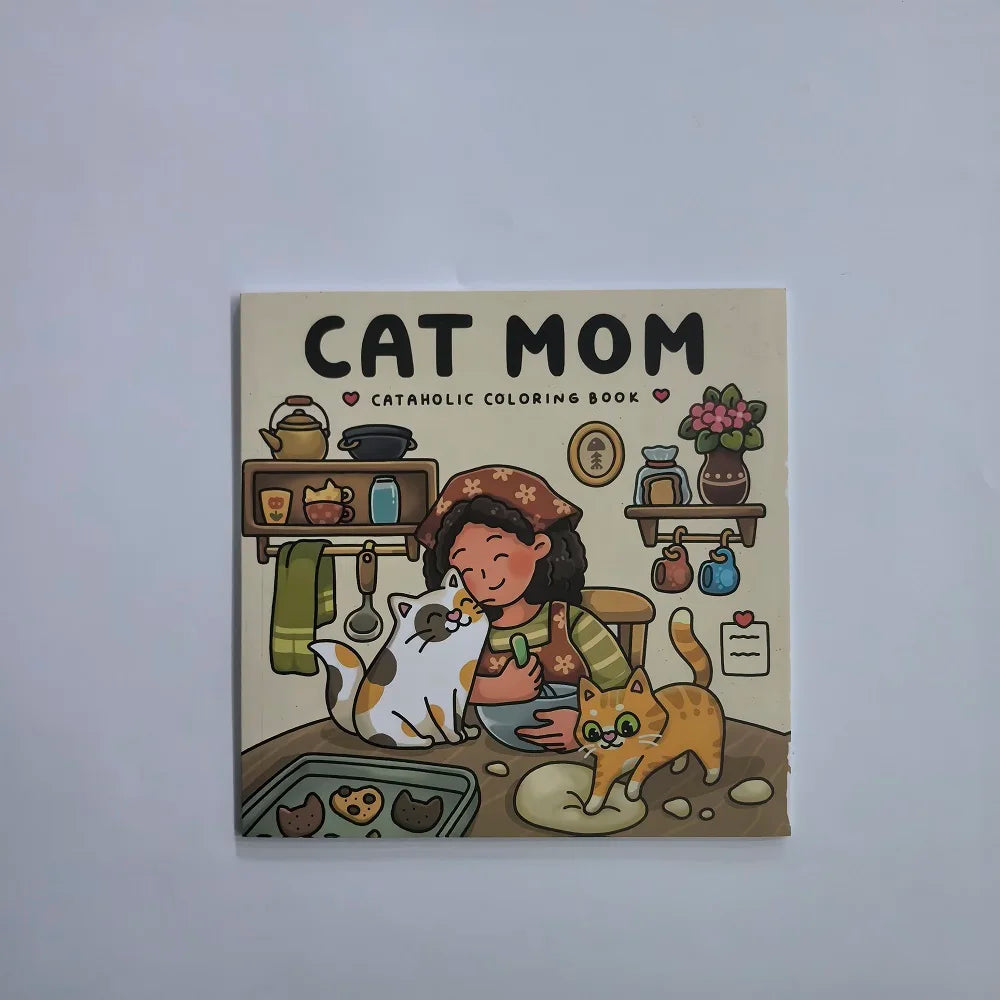CAT MOM Coloring Book Adults Featuring Cute Cozy Daily Activities