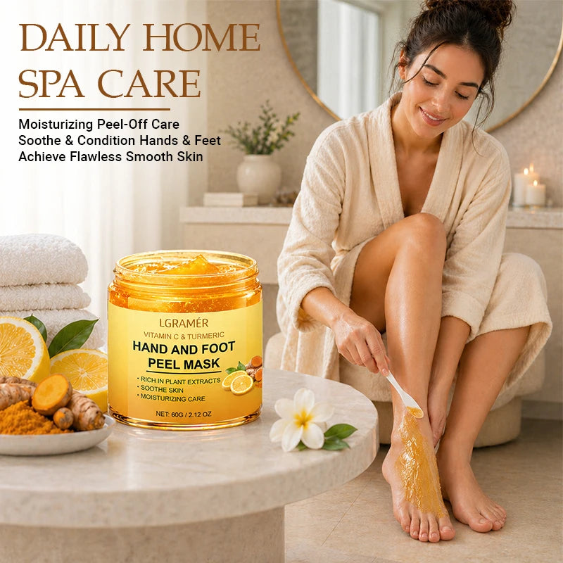 Vitamin c and turmeric hand wax mask for hands and feet, smoothing skin, gently cleansing hand mask, illuminating hand skin new Peaceful Pleasures Health and Wellness