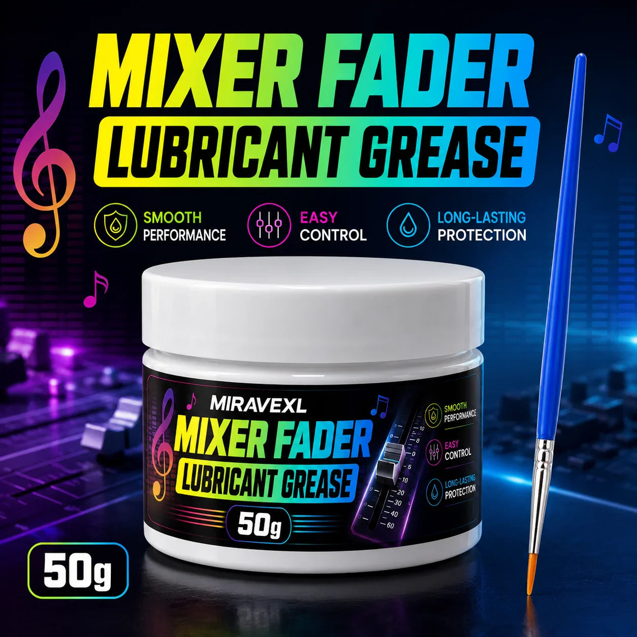 MIRAVEXL Mixer Fader Lubricant Grease 50g + Brush Kit