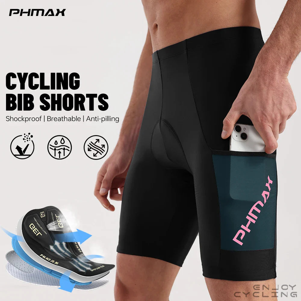 Men's 5D Padded Cycling Shorts – Gel Cushion, Quick-Dry & Pockets