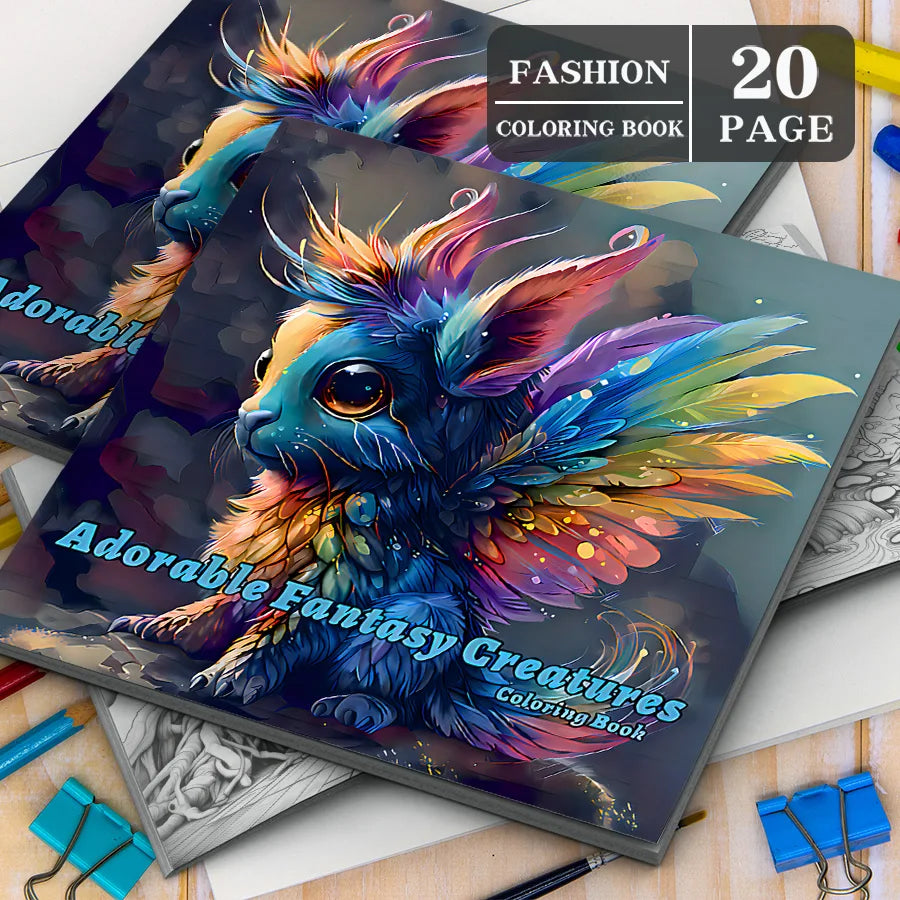 Bview Art 20 Pages Adorable Fantasy Creatures Coloring Book Adults
