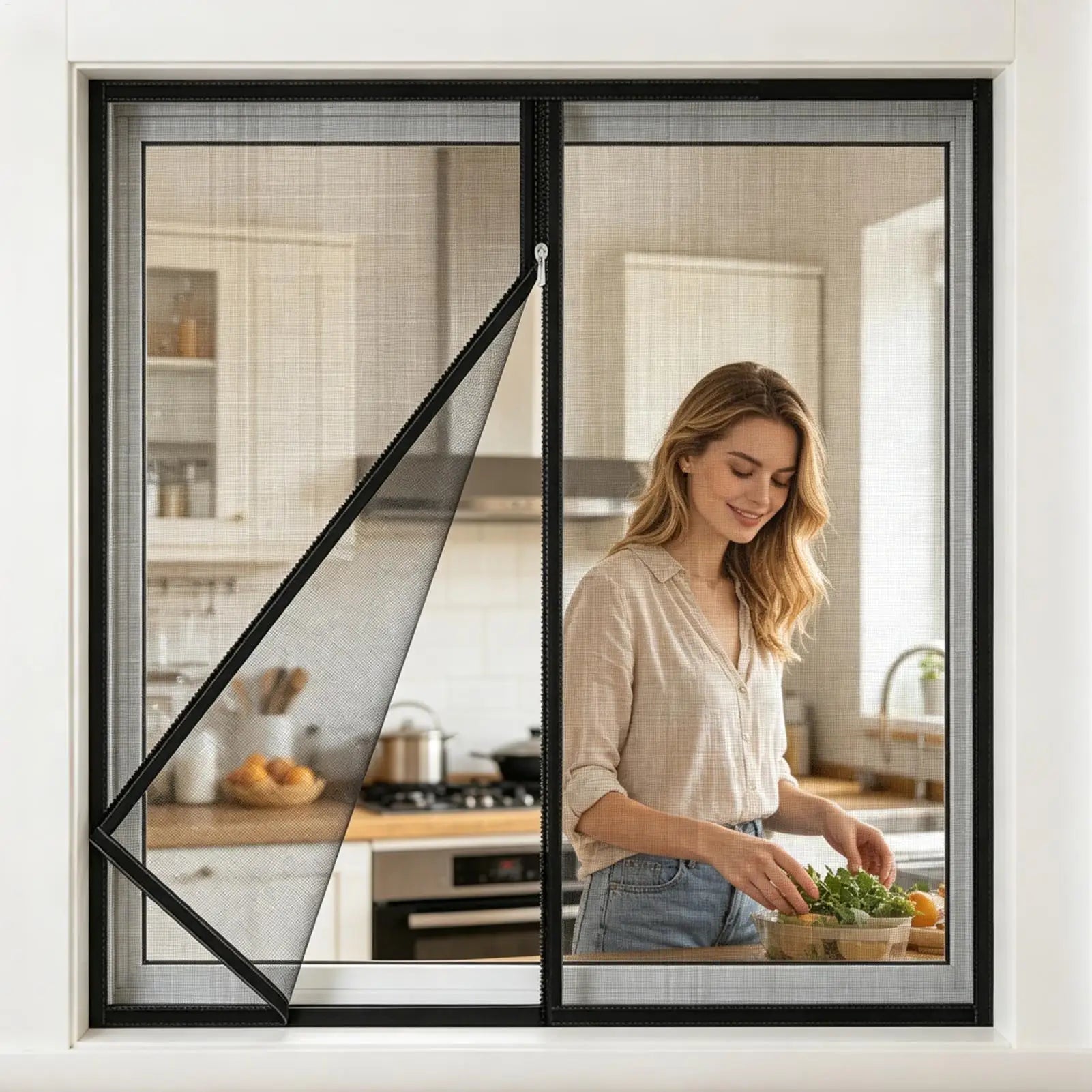 Self Adhesive Zipper Window Screen Gnat Proof Insect Net Door Window Mesh for Home Apartment Bedroom Kitchen Garage Office Dorm Peaceful Pleasures Health and Wellness