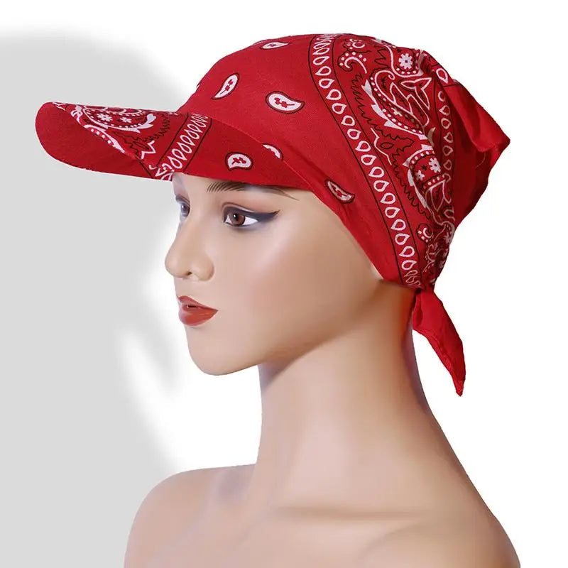Women's Wide Brim Paisley Bandana Sun Hat | UV Brim Cap