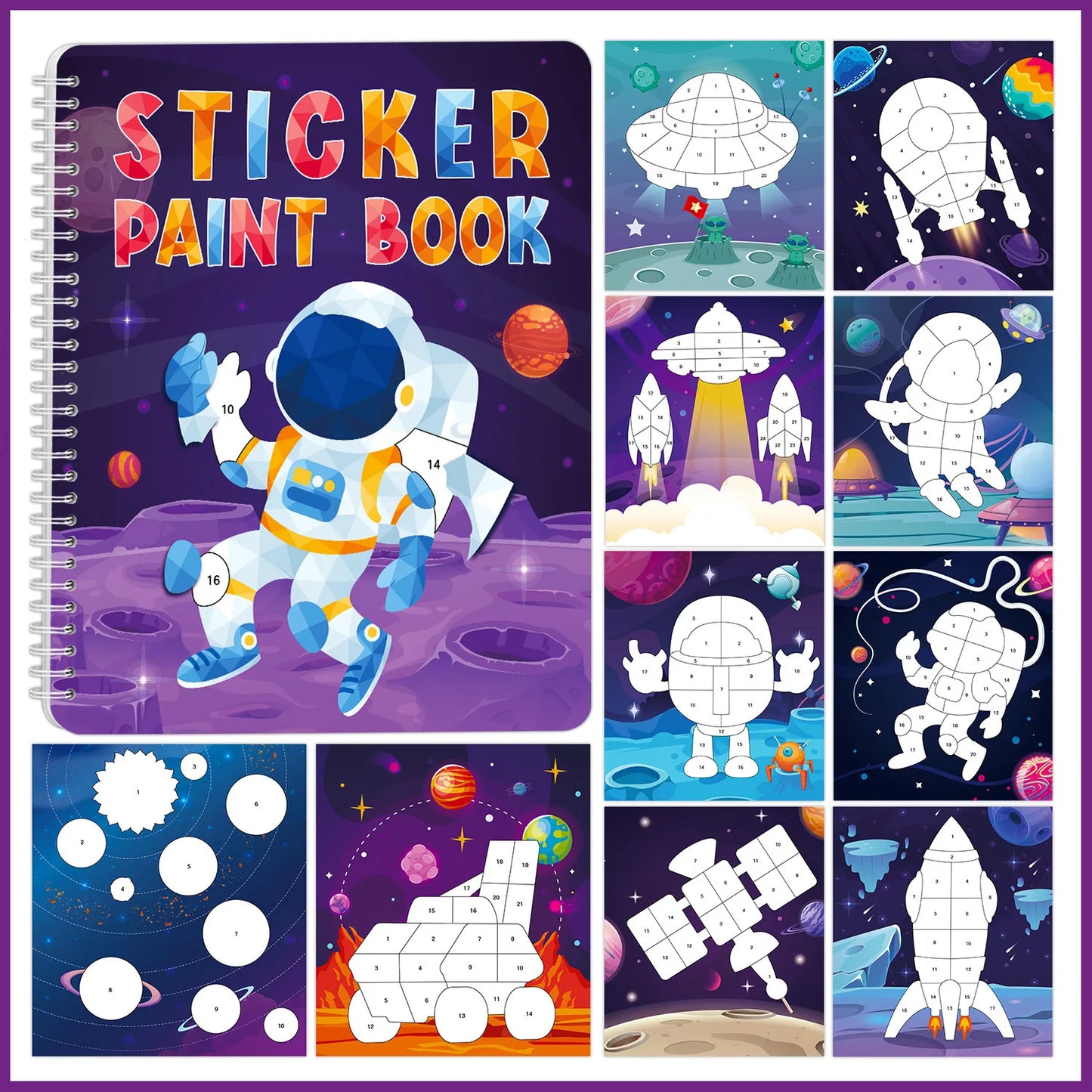 Bview Art Kids DIY Sticker Book Cartoon Animals Dinosaurs Ocean World