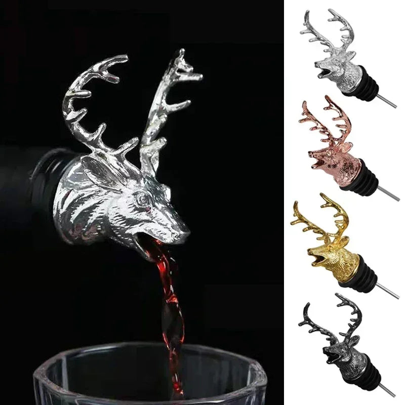 Deer Head Wine Bottle Stopper | Stainless Steel Bar Accessory