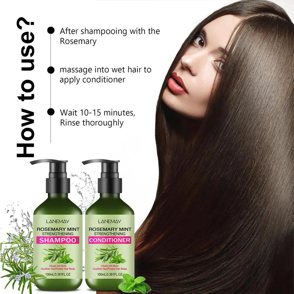 LANEMAV Rosemary Mint Shampoo & Conditioner Set | All Hair