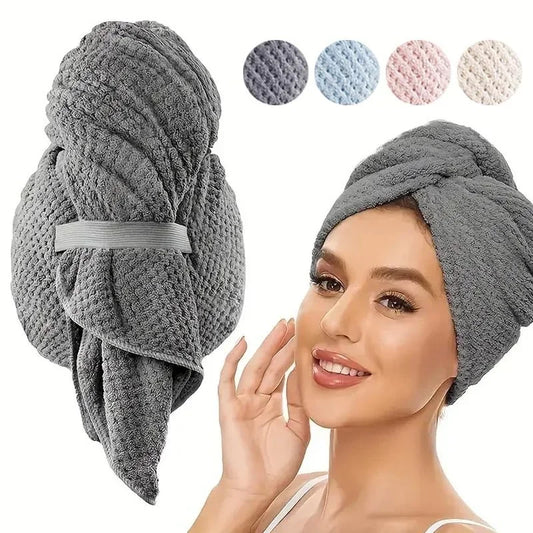 Microfiber Quick-Dry Hair Towel Wrap Cap with Elastic Band Microfiber Hair Wrap Peaceful Pleasures Health and Wellness