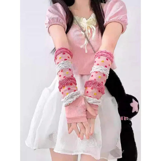 Lolita Girls Dopamine Sunscreen Sleeves for Spring and Autumn Arm and Hand Protection Peaceful Pleasures Health and Wellness