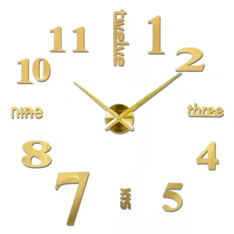 Large 3D DIY Acrylic Wall Clock – Luminous, Frameless, Adjustable 40–130cm for Living Room & Home Decor