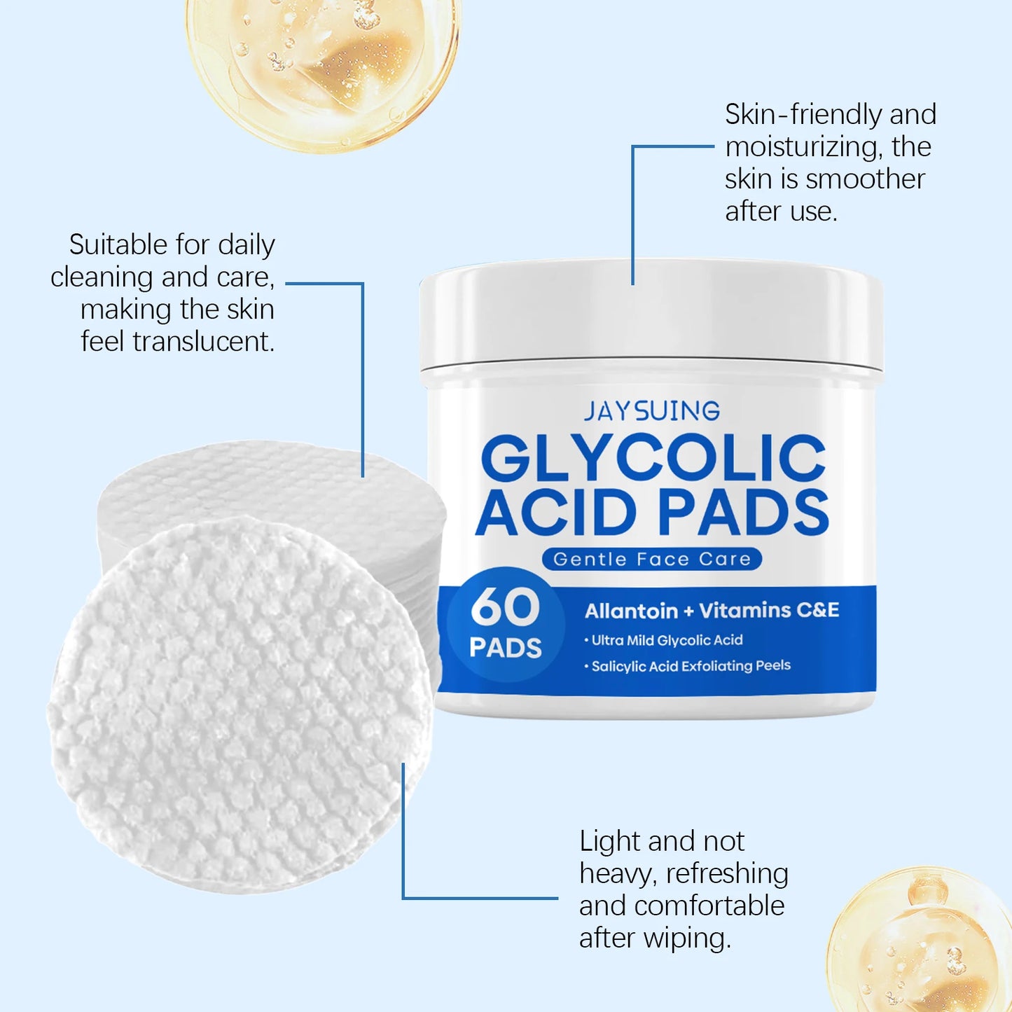 Exfoliating Cleansing Pads Remove Dirt Oil Nourishe Brighten Smooth Face Reduce Skin Irritation Redness Facial Glycolic Acid Pad Peaceful Pleasures Health and Wellness