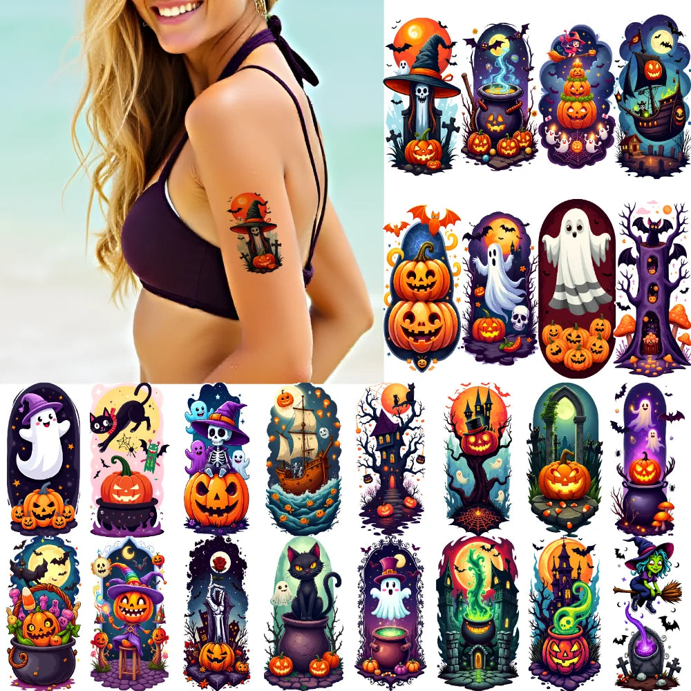 12-Piece Halloween Spooky Temporary Tattoo Stickers for Adults