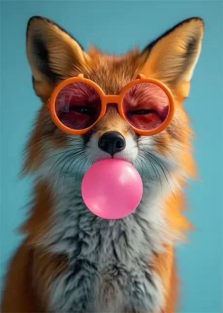 Cute Animals Pink Bubblegum Canvas Wall Art Print | Kids Decor