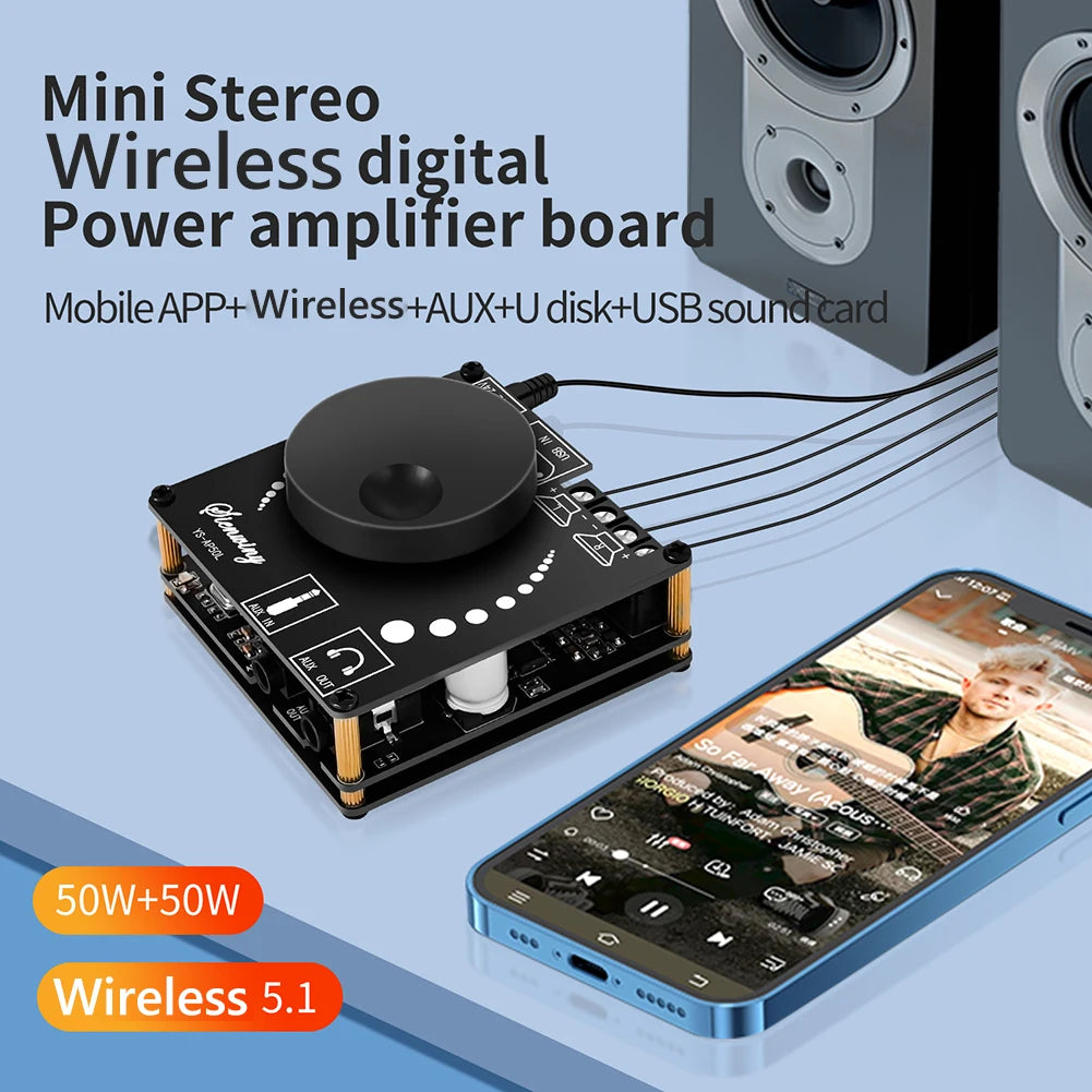 YS-AP50L 50W+50W 2.1 Channel Subwoofer Digital Power Amplifier Board Bluetooth 5.1 Stereo AMP Amplificador 12V 24V 3.5mm AUX USB Peaceful Pleasures Health and Wellness