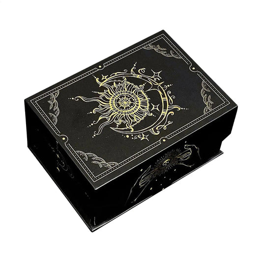 Magnetic Lid Tarot Card Box, Portable Lightweight Storage Organizer for Oracle/Playing Cards, Jewelry Keepsakes, Home Display Peaceful Pleasures Health and Wellness