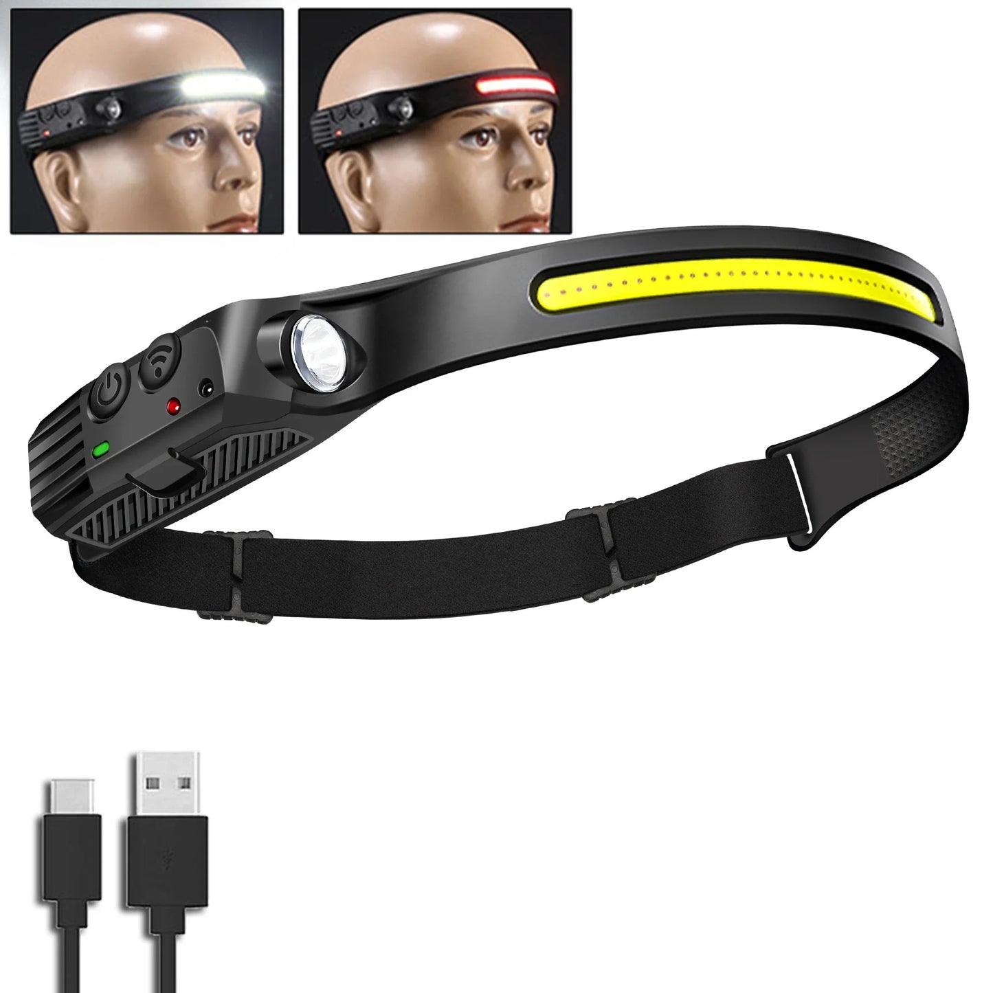 USB Rechargeable LED Headlamp | Motion Sensor, 4 Modes