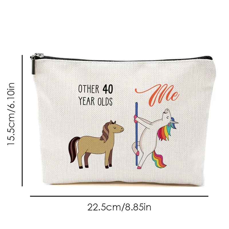 Funny 40th Birthday Gifts for Women 1986 Makeup Bag Cosmetic Travel 40 Year Old for Mom Friends Wife Birthday Party Decoration Peaceful Pleasures Health and Wellness