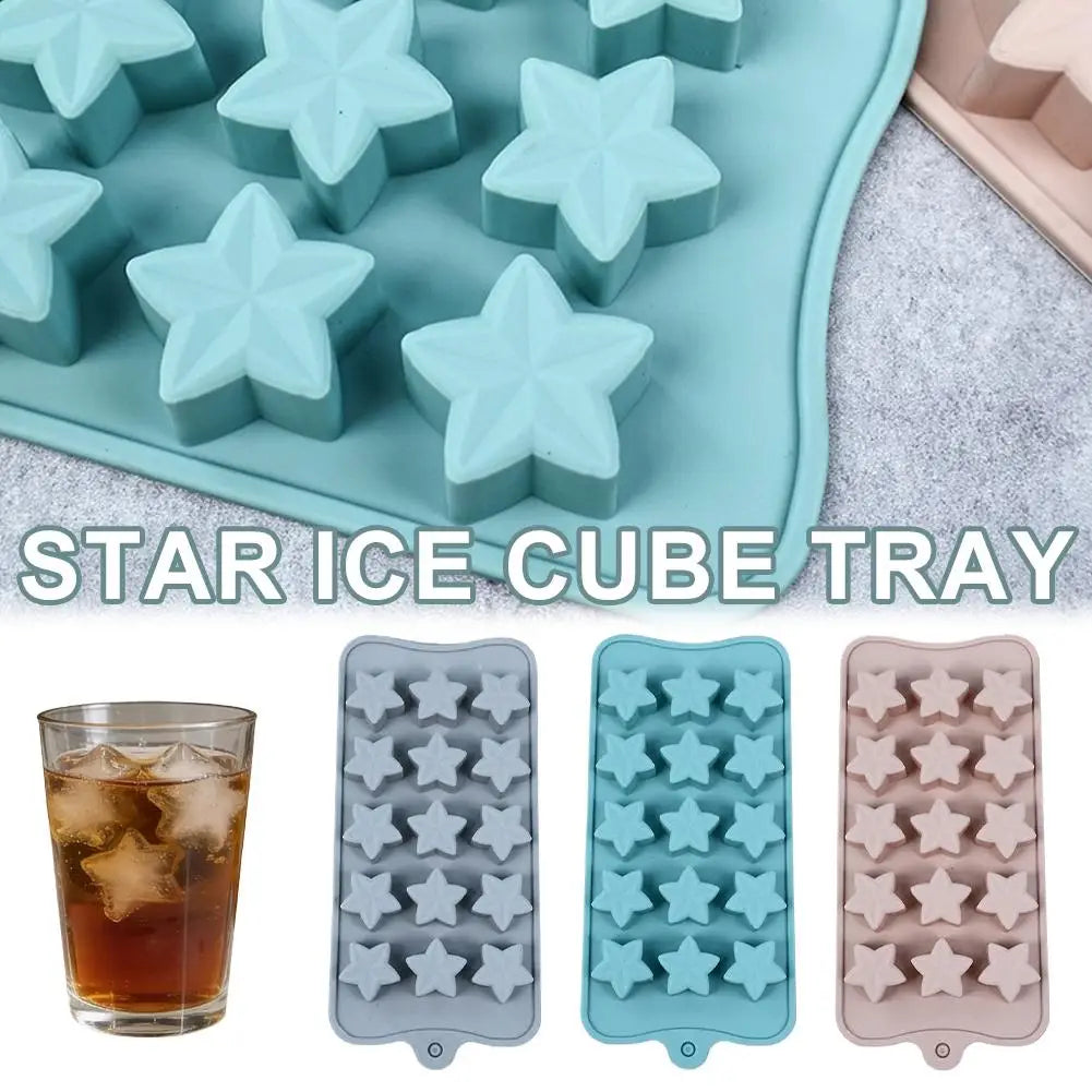 15-Piece Five-Pointed Star Silicone Chocolate Mold Creative Jelly Christmas Candy DIY Mold Ice Tray Baking Mold Peaceful Pleasures Health and Wellness