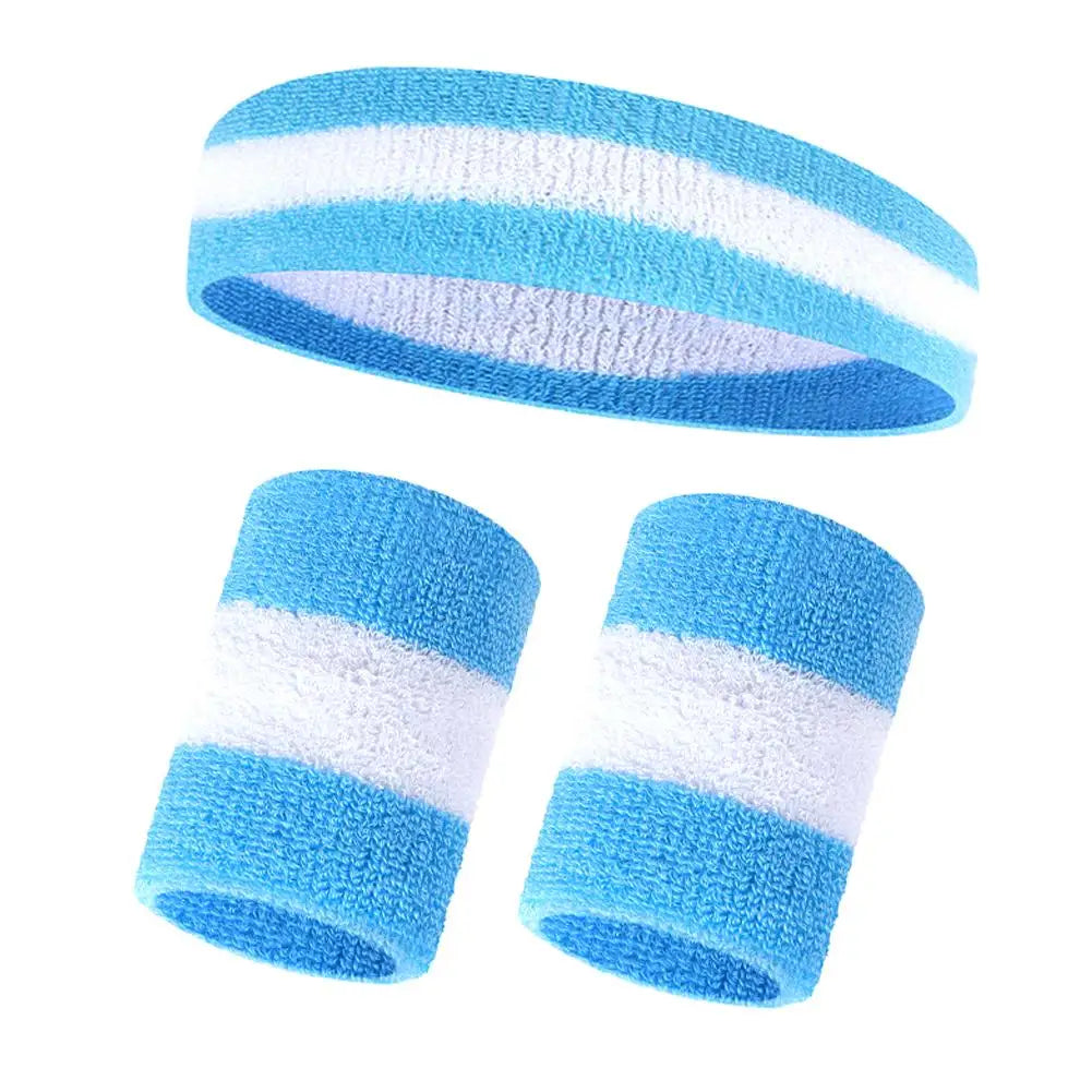 Cotton Sports Headband & Wristband Set | Moisture Wicking