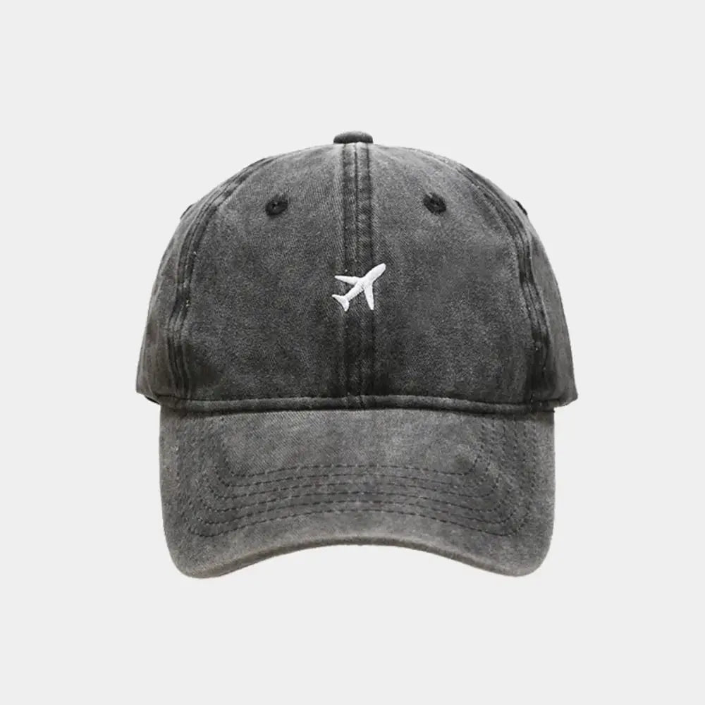 Airplane Embroidered Washed Cotton Baseball Dad Hat | Unisex