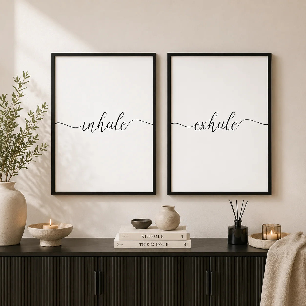 Inhale Inspirational Canvas Wall Art | Minimalist Yoga Decor Canvas Wall Art Peaceful Pleasures Health and Wellness