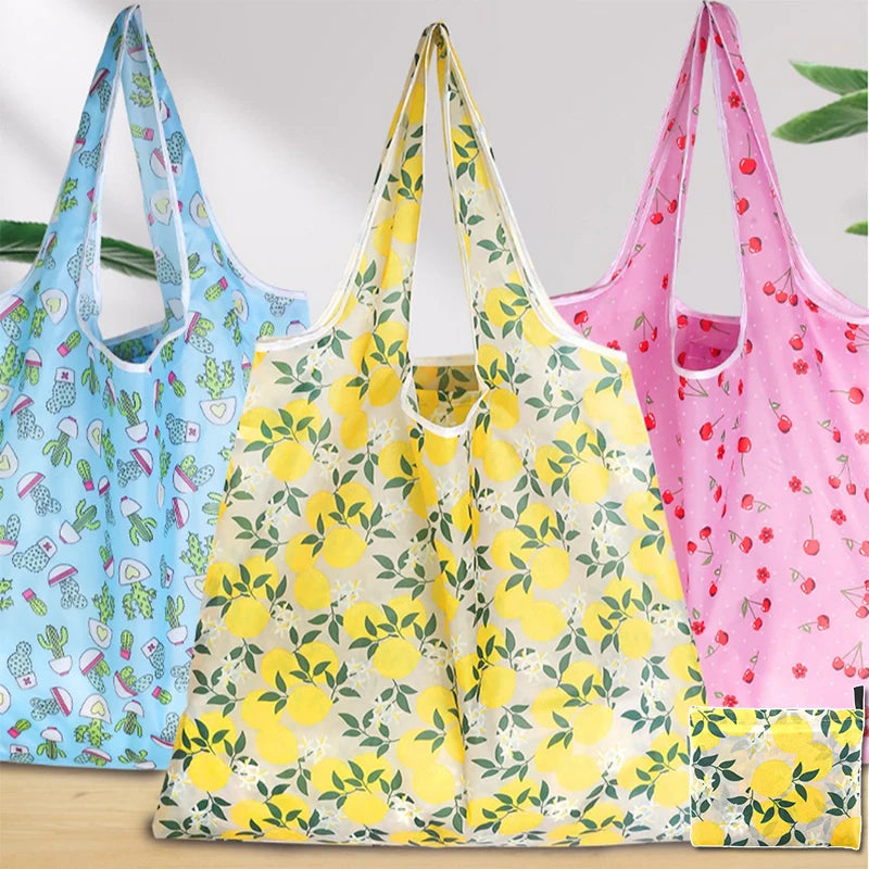 Foldable Reusable Grocery Bags | Large Boho Washable Tote