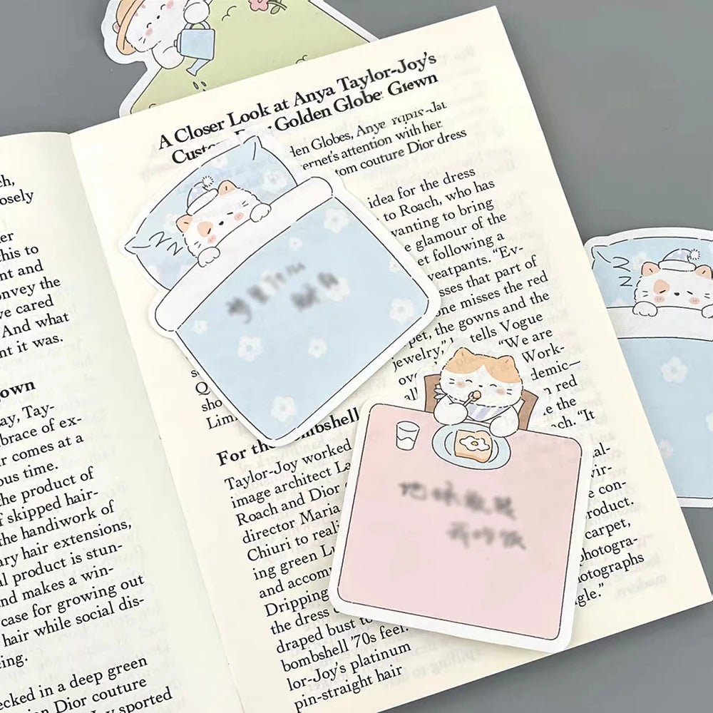 Cute Cat Illustration Sticky Notes Time Paradise Series