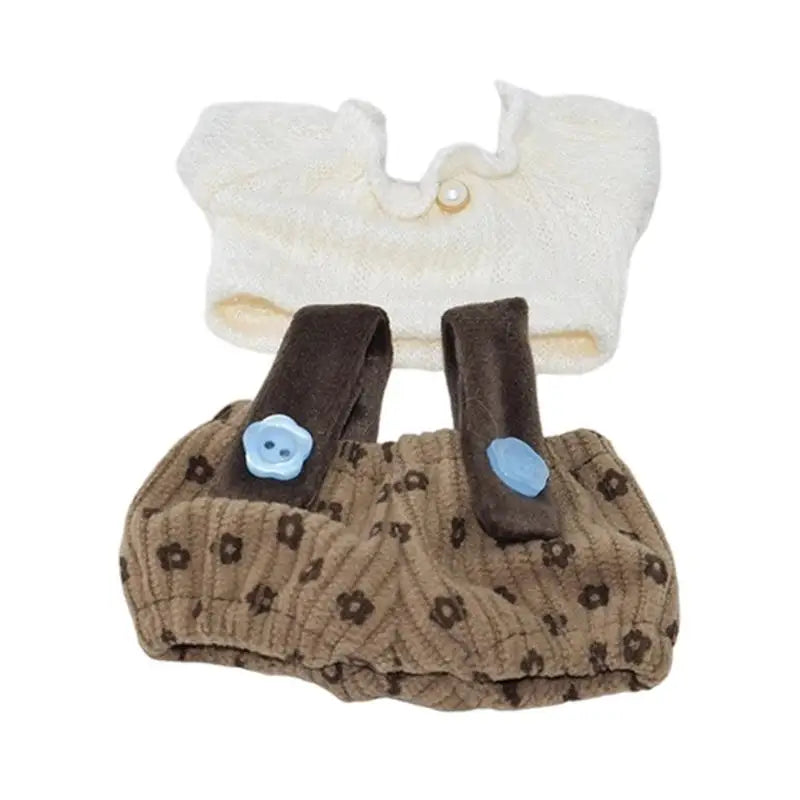 10cm Cotton Doll Outfit – Top & Overalls Fashion Clothes Set