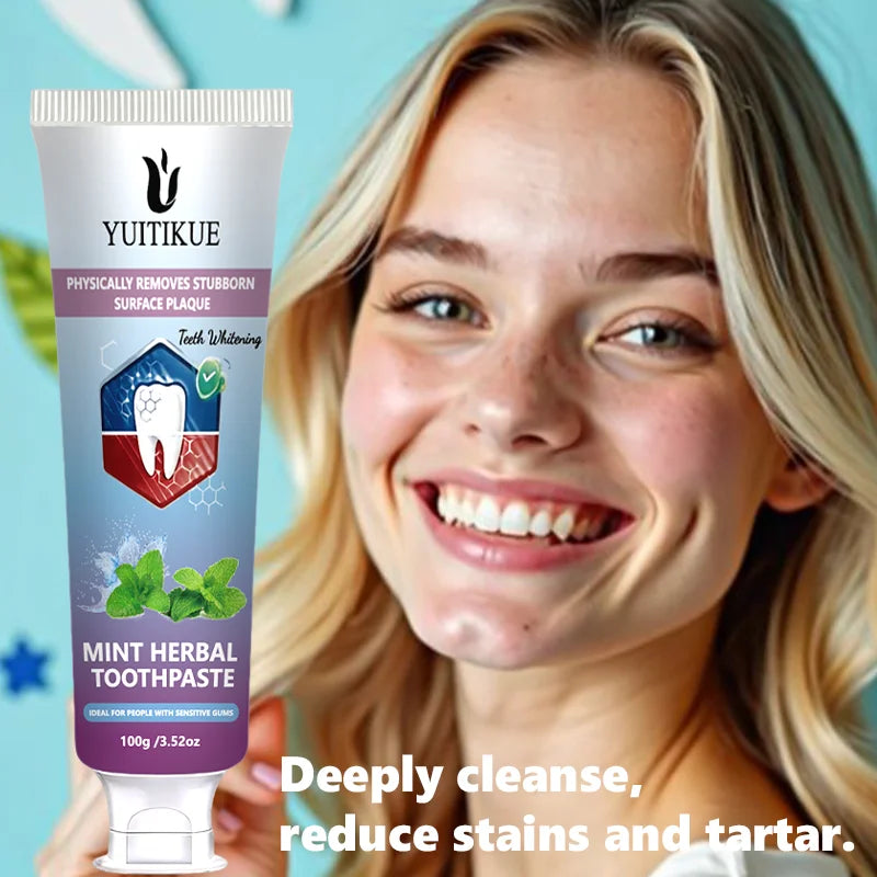 Yuitikue Mint Herbal Toothpaste, 100g Teeth Whitening Toothpaste for Plaque Removal & Sensitive Gums, Fresh Breath Peaceful Pleasures Health and Wellness
