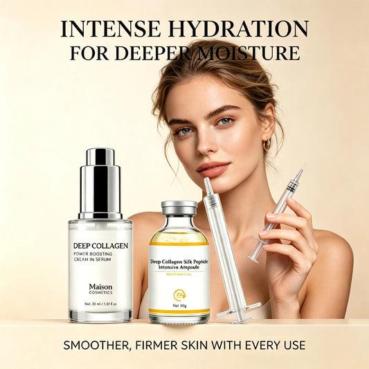 Collagen Serum Set, Collagen Silk Peptide Intensive Ampoule & Collagen Boosting Cream in Serum,Hydration & Firm, Korean Skincare Peaceful Pleasures Health and Wellness