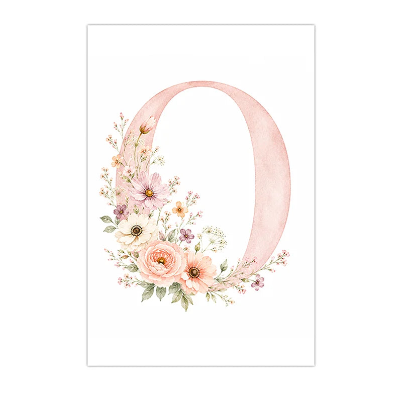 Custom Floral Rainbow Alphabet Canvas Wall Art – Kids Room